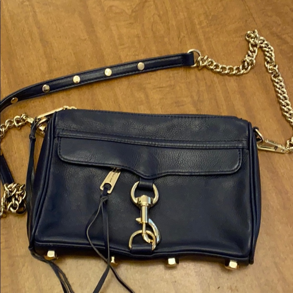 Rebecca Minkoff Navy Leather Crossbody with Gold Hardware